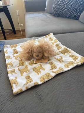 Plush Puppy Lovey Security Blanket - Tan & White